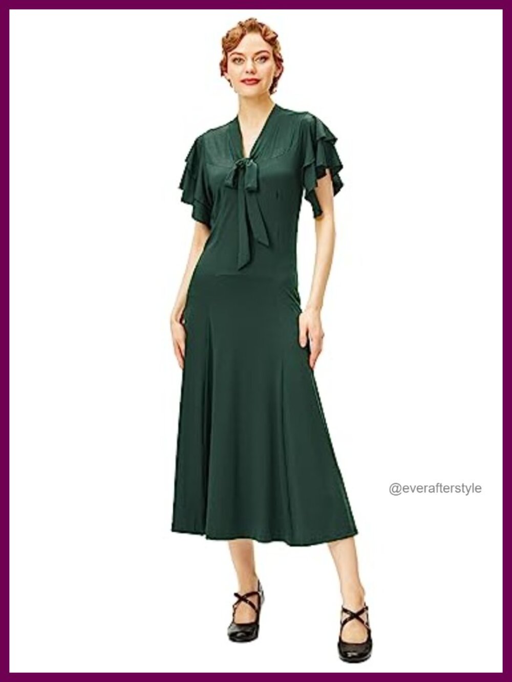 BABEYOND 1920s Flapper Dress Ruffle Tie Neck Party Gown
